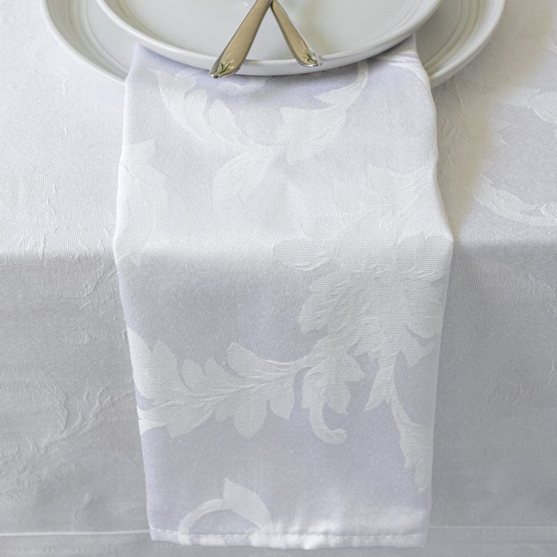 Benson Mills Harmony Scroll Woven Damask Fabric Set of 4 Napkins, Everyday, Parties, Special Occasions, Weddings and Holiday Cloth Napkin (18" x 18" Napkins, White) - Image 3